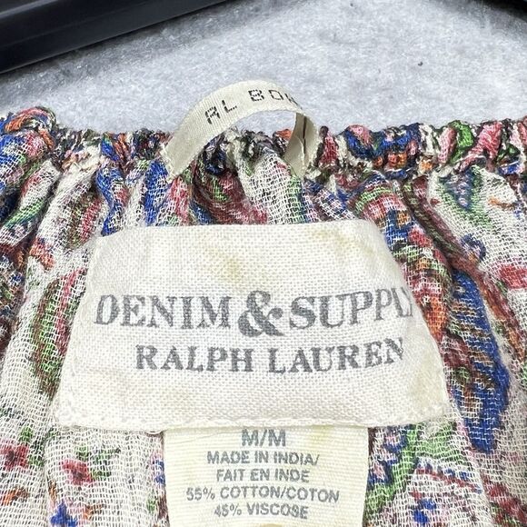Ralph Lauren Blouse Womens Size Medium Paisley Denim Supply Gauzy Feel RL Boho - Picture 8 of 10